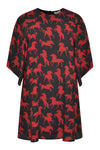 Dress wide sleeves HORSES - black - #4
