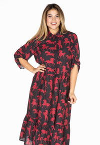 Dress-blouse long HORSES - black - #1