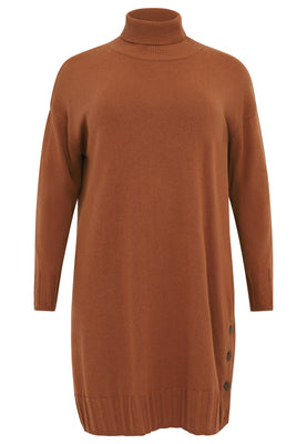 Dress high neck knitted - brown - #4