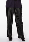 Trousers wide leather - black