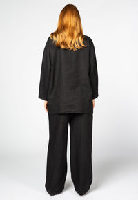 Jacket buttoned LINEN - black - #3