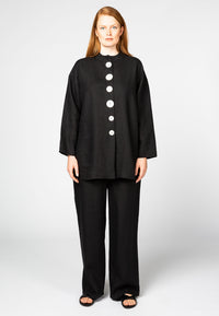 Jacket buttoned LINEN - black - #2