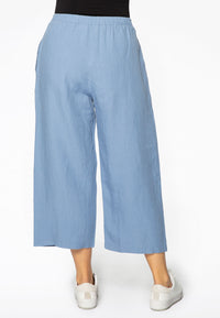 Trousers wide-fit 7/8 LINEN - indigo - #3