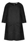 Dress A-line pockets linen - black - #4