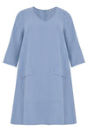Dress A-line pockets linen - indigo - #4