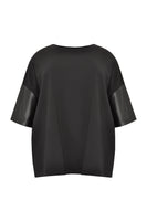 Blouse fake leather sleeves - black  - #4