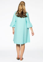 Dress frill sl. LINEN - blue - #3