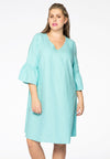 Dress frill sl. LINEN - blue