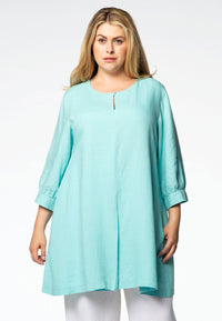 Blouse pleated LINEN - blue - #1