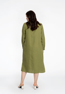 Blouse long LINEN - green  - #3