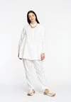 Blouse zipper LINEN - white 