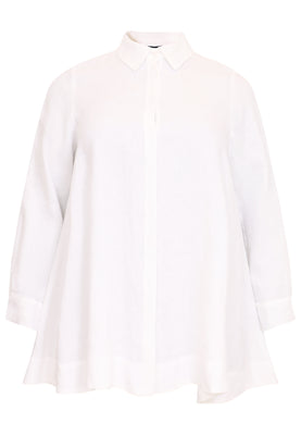 Blouse zipper LINEN - white  - #4