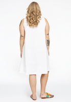 Tunic A-line sleeveless LINEN - white - #3