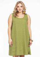 Tunic A-line sleeveless LINEN - green  - #1