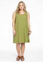 Tunic A-line sleeveless LINEN - green  - #2