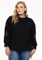 Sweatshirt lace sleeves - black  - #1