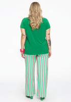 Trousers wide leg STRIPY - green  - #2