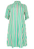 Blouse-dress pull-up sleeve STRIPY - green  - #4