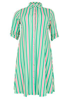 Blouse-dress pull-up sleeve STRIPY - green - #4