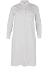 Dress blouse long buttoned POPLIN STRETCH - white - #4