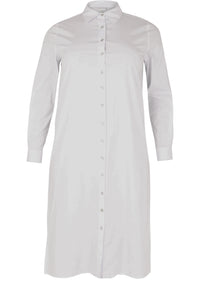 Dress blouse long buttoned POPLIN STRETCH - white - #4