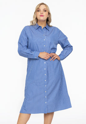 Blouse-dress long SMALL STRIPE - blue - #1