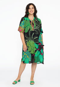 Dress grandad collar SPLITLEAVE - green - #1