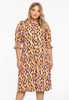 Dress buttoned HARLEQUIN - orange