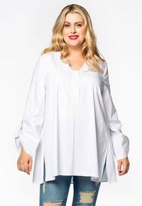 Blouse A-line roll sleeves - white - #1