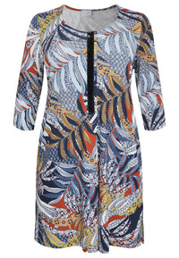 Tunic beaded placket BATIK - blue - #4