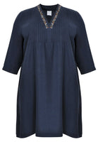 Tunic pintucks LINEN - blue - #4