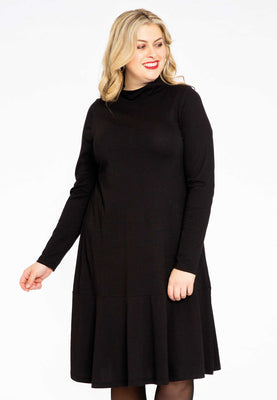 Dress with turtle neck COTTON - black  - #1