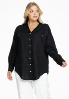 Blouse oversized LINEN - black  - #1