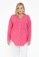 Blouse oversized LINEN - pink - #1