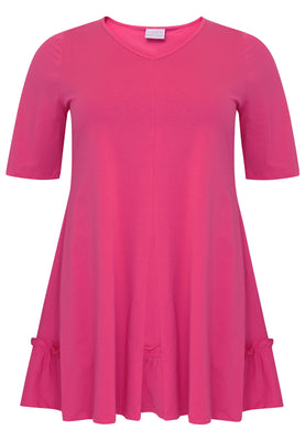 Tunic wide bottom frill COTTON - pink - #4