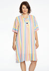 Dress grandad collar RAINBOW - white