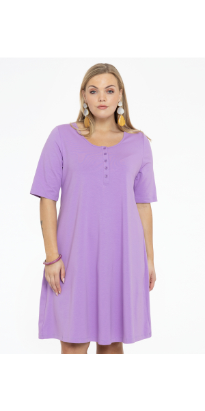 Yoek | Dress A-line buttons COTTON