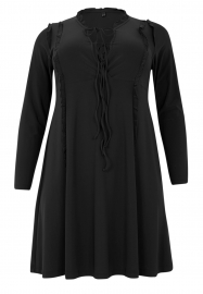 Dress V-neck ruffled DOLCE - black brown